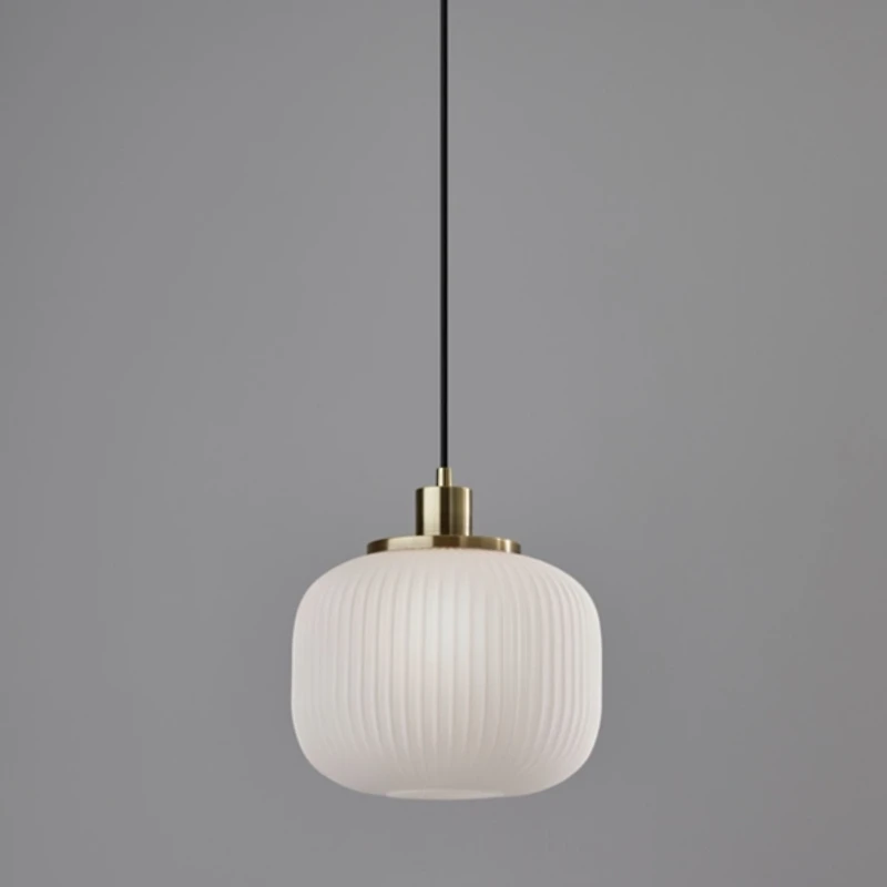 Antique Brass Frosted Glass Globe Pendant Light