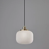 Antique Brass Frosted Glass Globe Pendant Light