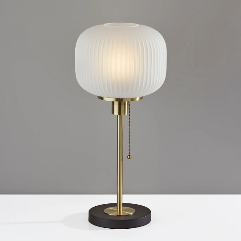 Antique Brass Frosted Glass Globe Table Lamp