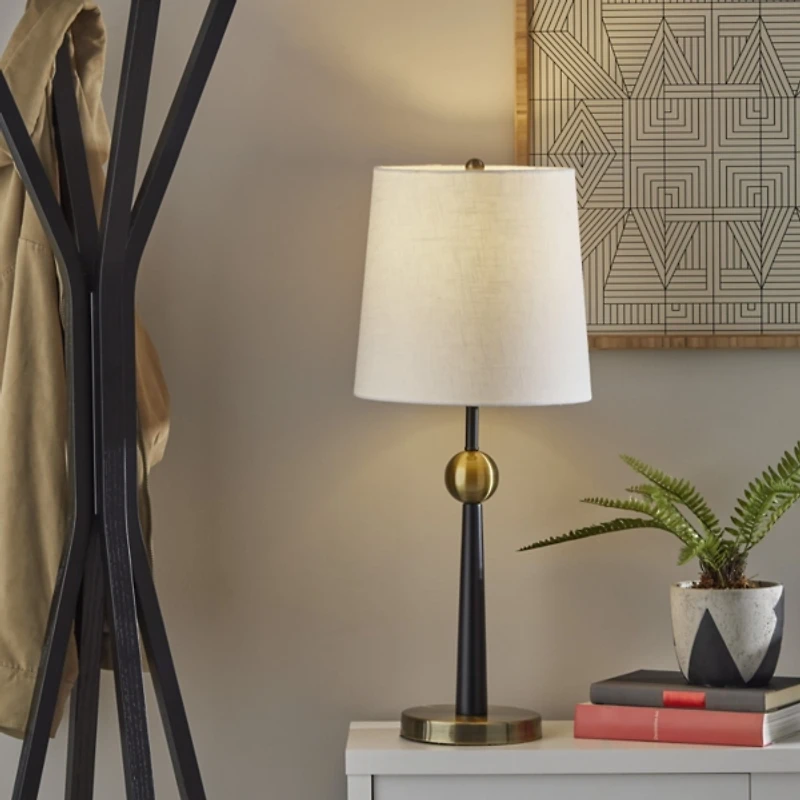 Antique Brass and Black Table Lamp