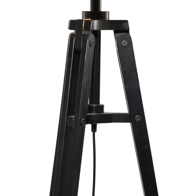 Industrial Tripod Wooden Floor Lamp