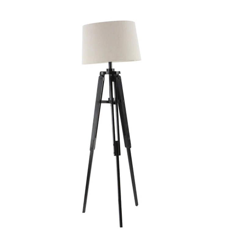 Industrial Tripod Wooden Floor Lamp