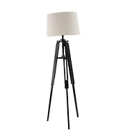 Industrial Tripod Wooden Floor Lamp
