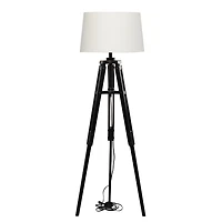 Industrial Tripod Wooden Floor Lamp