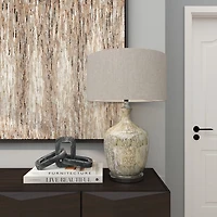 Beige Marbled Mercury Glass Table Lamp