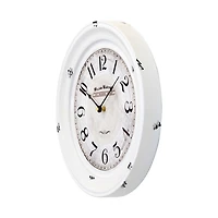 Distressed White Two Grooves Iron Frame Wall Clock