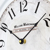 Distressed White Two Grooves Iron Frame Wall Clock