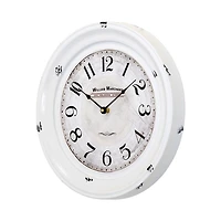 Distressed White Two Grooves Iron Frame Wall Clock