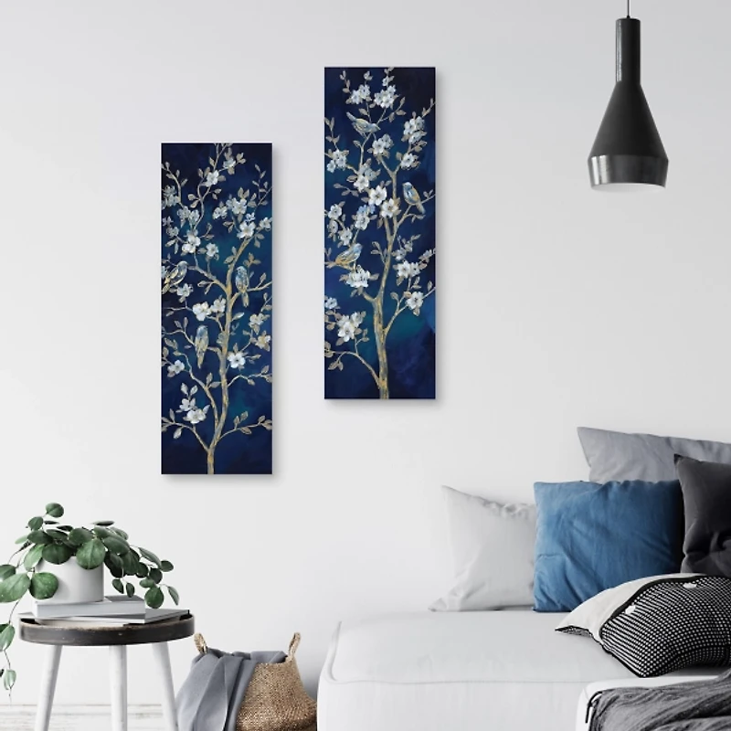 Indigo Spring I & II Canvas Art Prints, Set of 2