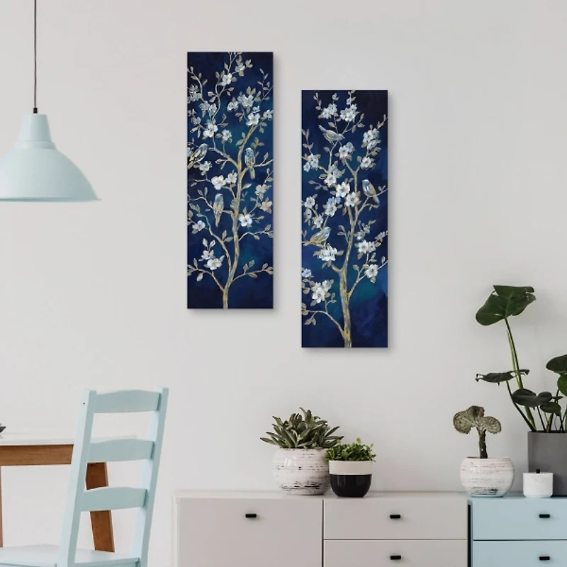 Indigo Spring I & II Canvas Art Prints, Set of 2