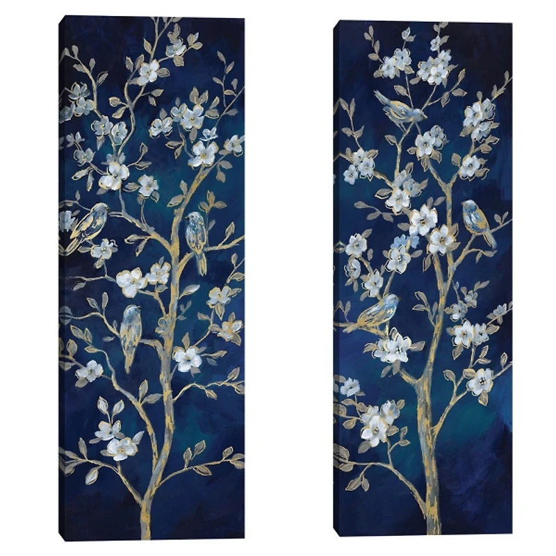 Indigo Spring I & II Canvas Art Prints, Set of 2