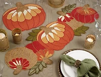 Orange Beaded Pumpkin Harvest Placemats, Set of 4