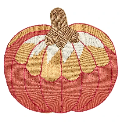 Orange Beaded Pumpkin Harvest Placemats, Set of 4