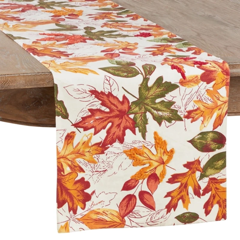Autumn Foliage Outline Harvest Table Runner
