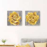 Yellow Roses Giclee Canvas Art Prints, Set of 2