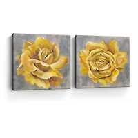 Yellow Roses Giclee Canvas Art Prints, Set of 2