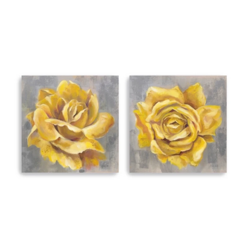 Yellow Roses Giclee Canvas Art Prints, Set of 2