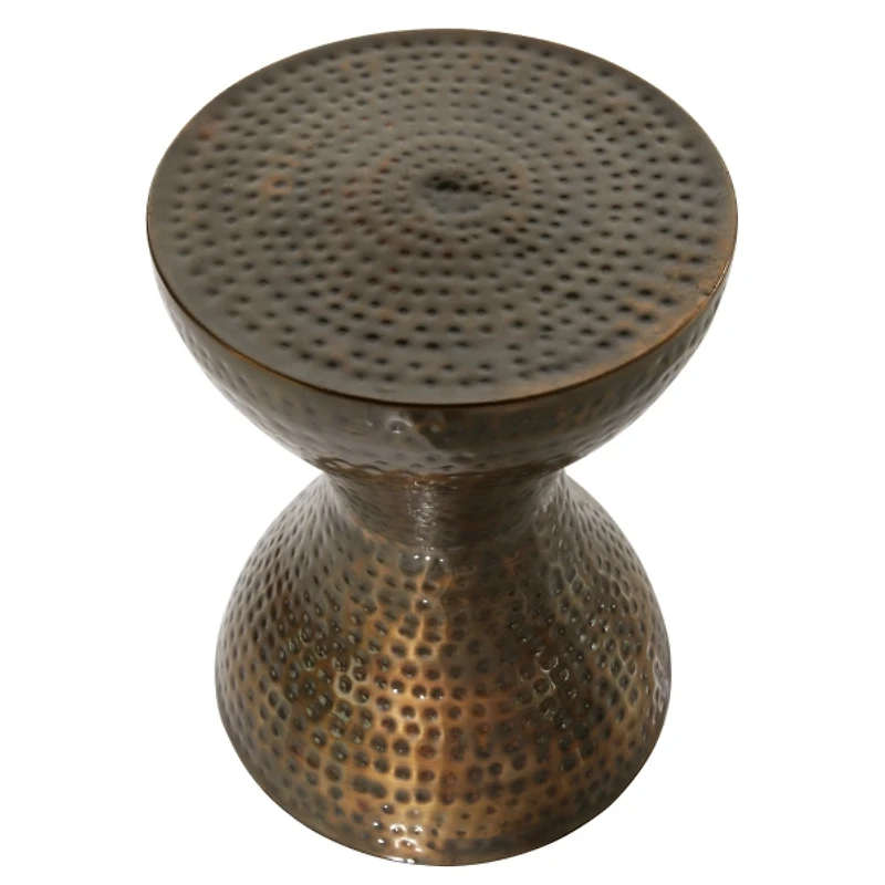 Hammered Bronze Iron Hourglass Accent Table