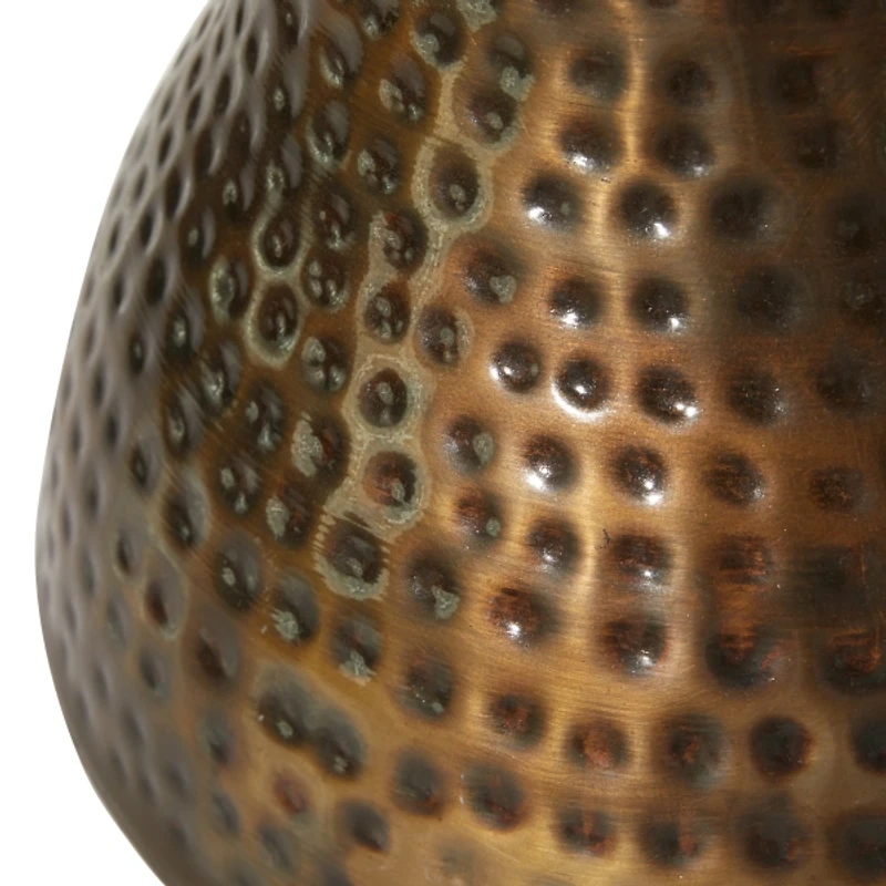 Hammered Bronze Iron Hourglass Accent Table