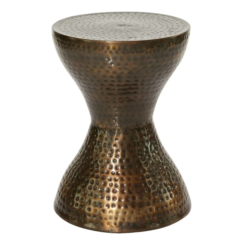 Hammered Bronze Iron Hourglass Accent Table