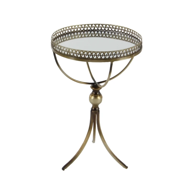 Gold Mirror Top Metal Accent Table