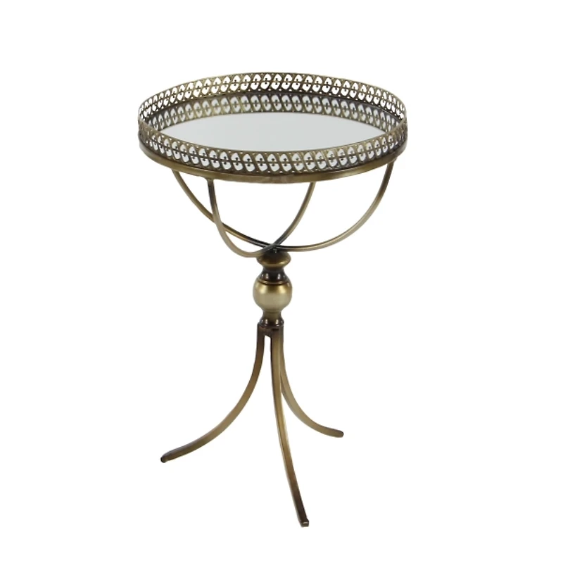Gold Mirror Top Metal Accent Table
