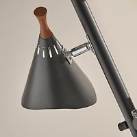 Black Metal and Walnut Tree Floor Lamp