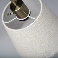 Antiqued Brass Shelf Charging Arched Floor Lamp