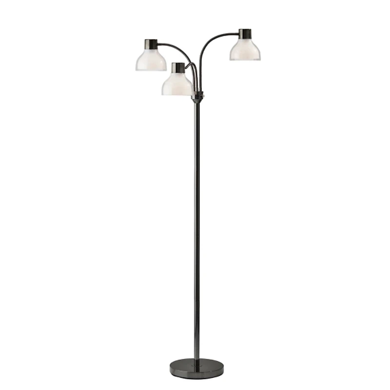 Black Metal 3-Arm Frosted Shade Floor Lamp