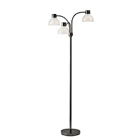 Black Metal 3-Arm Frosted Shade Floor Lamp