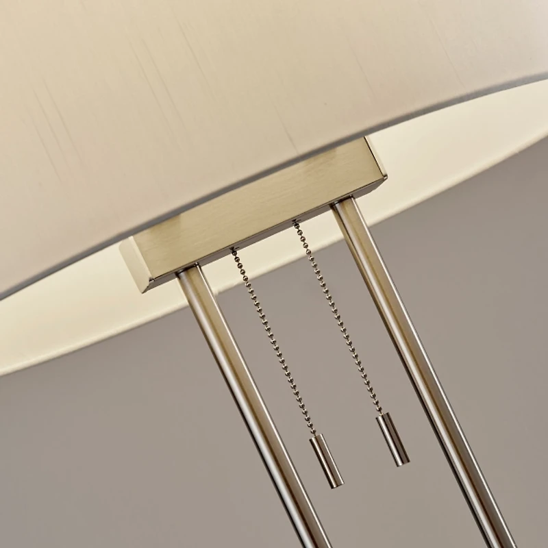 Brushed Steel Double-Bulb Oval Floor Lamp