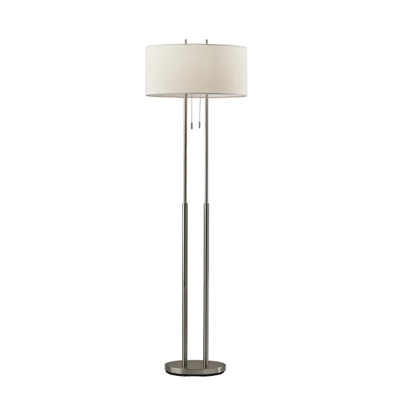 Brushed Steel Double-Bulb Oval Floor Lamp