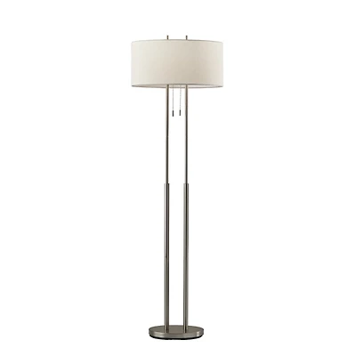 Brushed Steel Double-Bulb Oval Floor Lamp