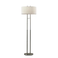 Brushed Steel Double-Bulb Oval Floor Lamp
