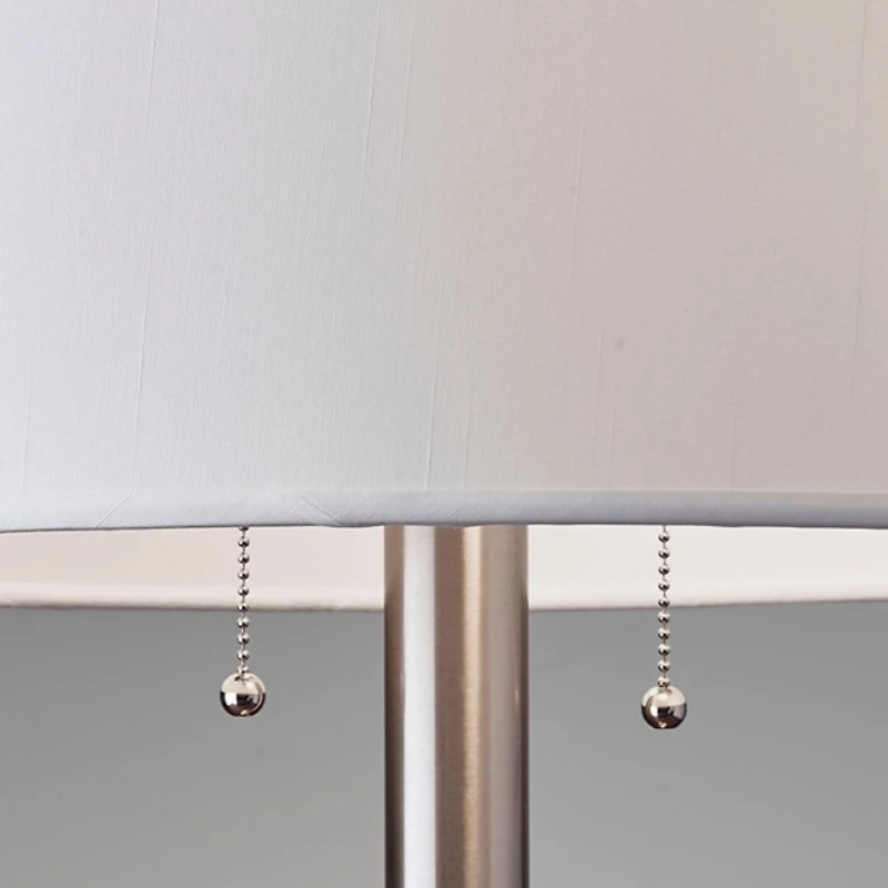 Brushed Steel Silk Shade Table Lamp