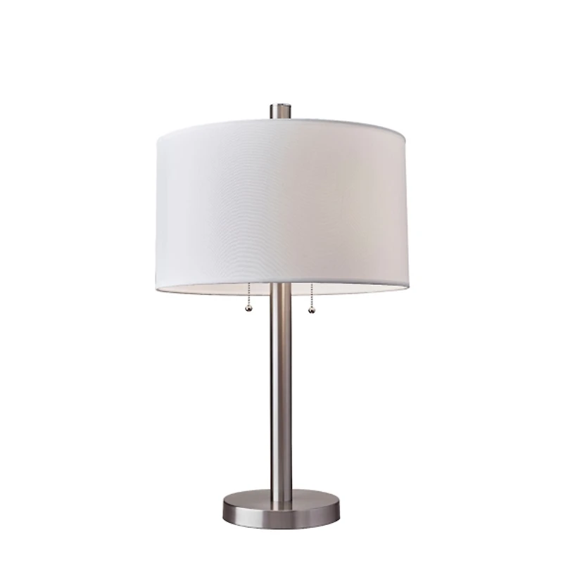 Brushed Steel Silk Shade Table Lamp