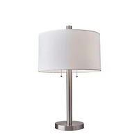 Brushed Steel Silk Shade Table Lamp