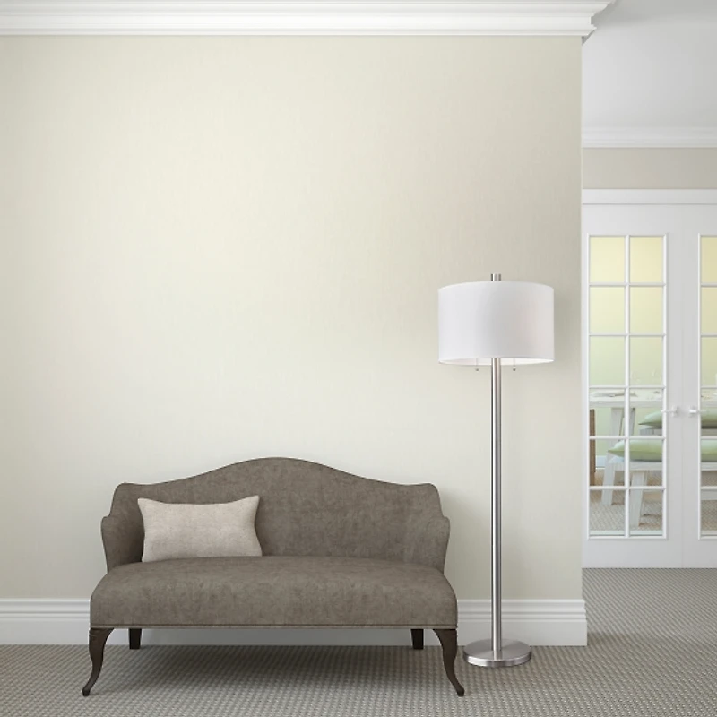 Brushed Steel Silk Shade Floor Lamp