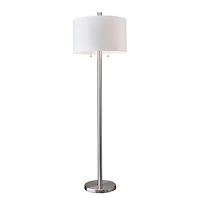 Brushed Steel Silk Shade Floor Lamp