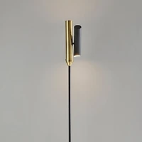 Black and Antique Brass Metal LED Torchiere