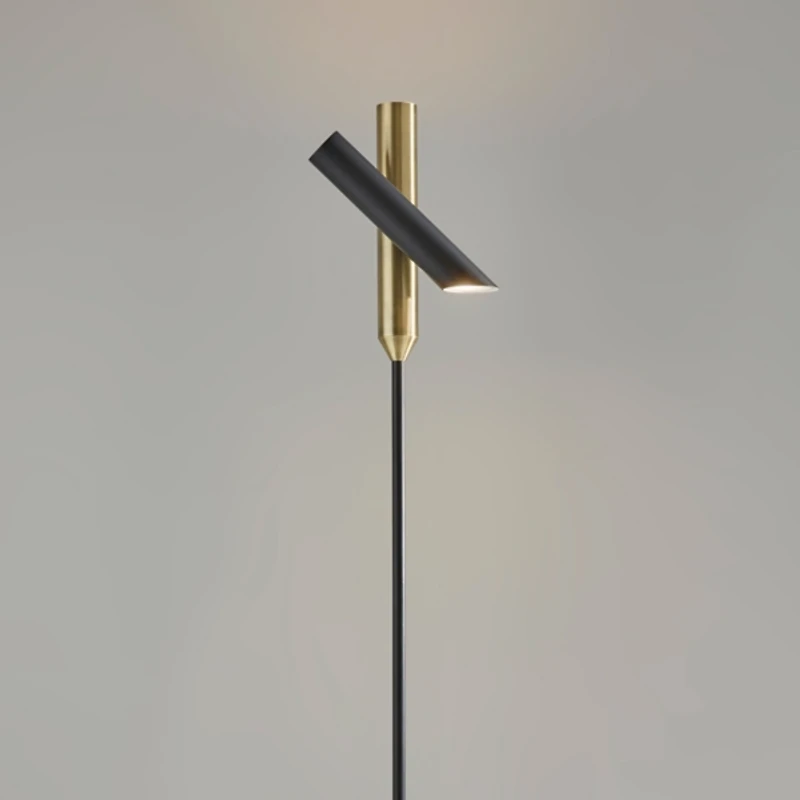 Black and Antique Brass Metal LED Torchiere