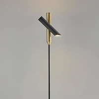 Black and Antique Brass Metal LED Torchiere