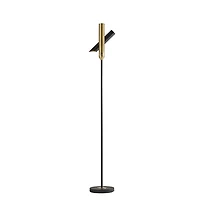 Black and Antique Brass Metal LED Torchiere