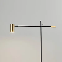 Antique Brass and Black Adjustable Arm Floor Lamp