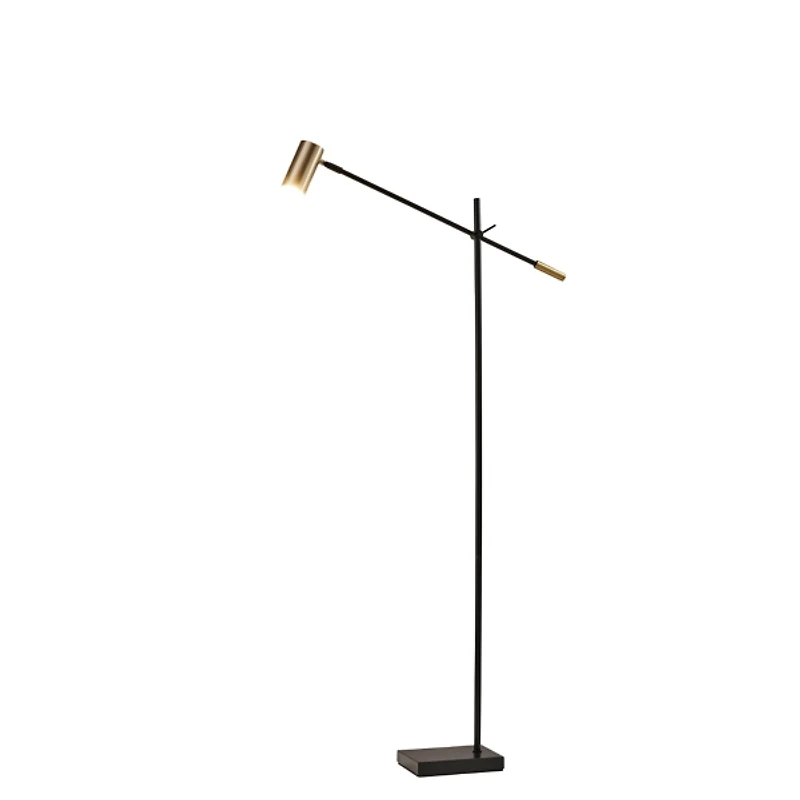 Antique Brass and Black Adjustable Arm Floor Lamp