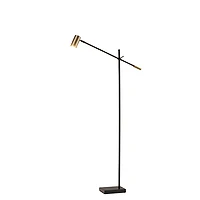 Antique Brass and Black Adjustable Arm Floor Lamp