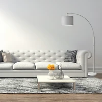 Brushed Steel Arch Marble Base Floor Lamp