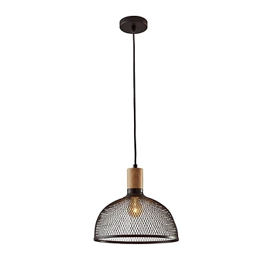 Matte Black Mesh Shade Pendant Light, 11.5 in.