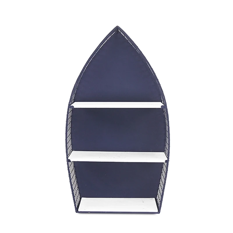 Large Navy and White Rowboat Wall Shelf