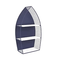 Large Navy and White Rowboat Wall Shelf